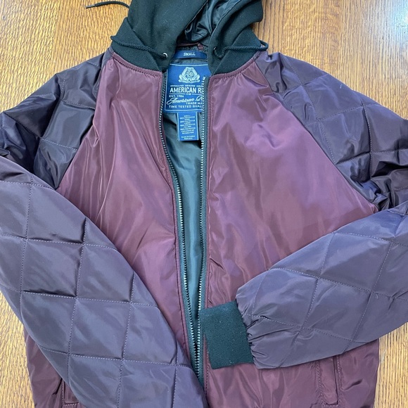 American Rag men’s burgundy hooded bomber jacket small - Picture 9 of 13